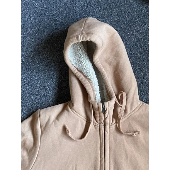 Uniqlo Womens Sherpa Lined Hoodie Full Zip Jacket  Size Large Peach - Picture 3 of 6